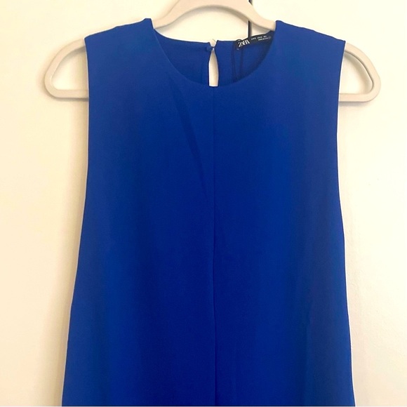 ZARA Blue Crepe Palazzo Jumpsuit - Picture 5 of 9